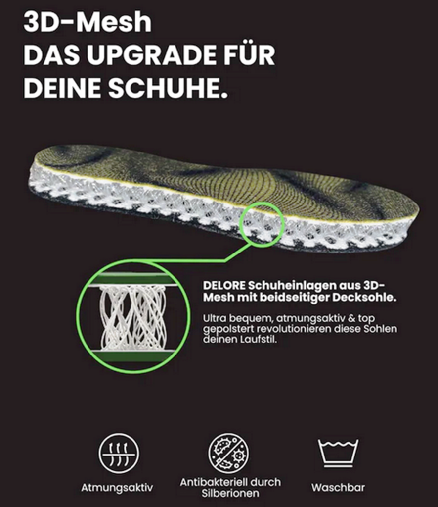 DELORE Schuheinlagen aus 3D-Mesh